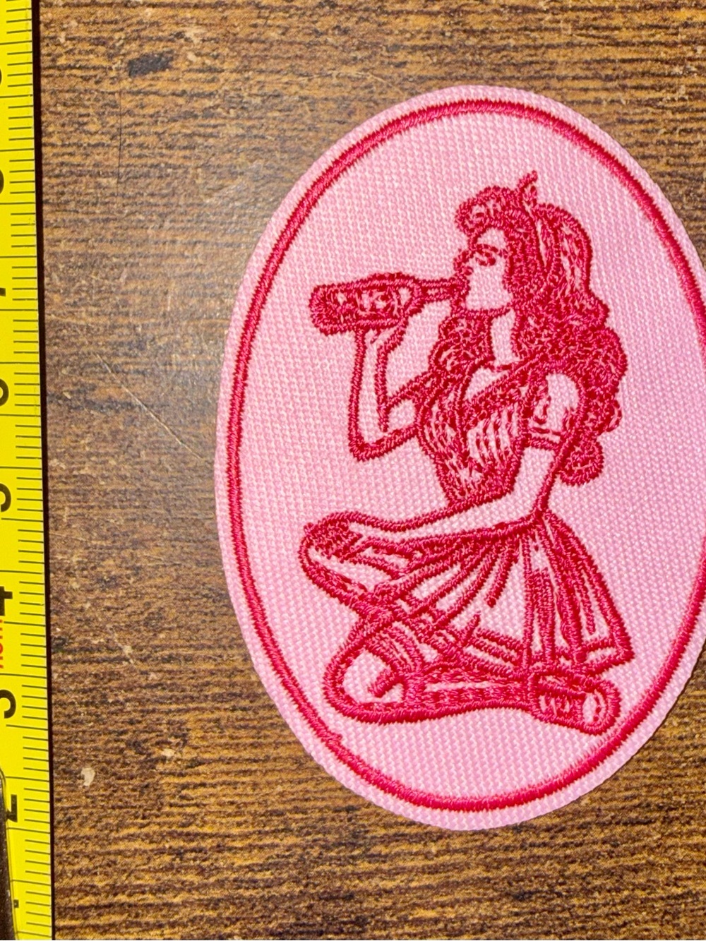 Pink Embroidered Girl Drinking Patch